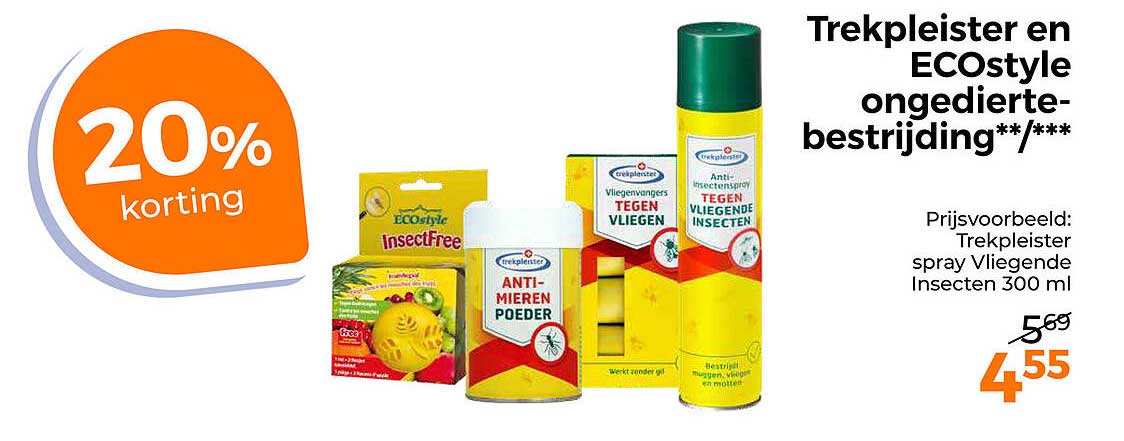 Trekpleister en ECostyle ongedierte-bestrijding**/*** 20% korting