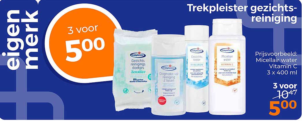 Trekpleister gezichts-reiniging 3 voor 500