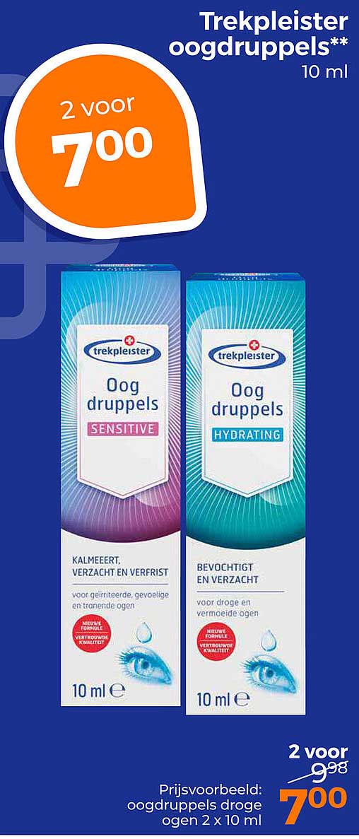 Trekpleister oogdruppels** 10 ml 2 voor 700