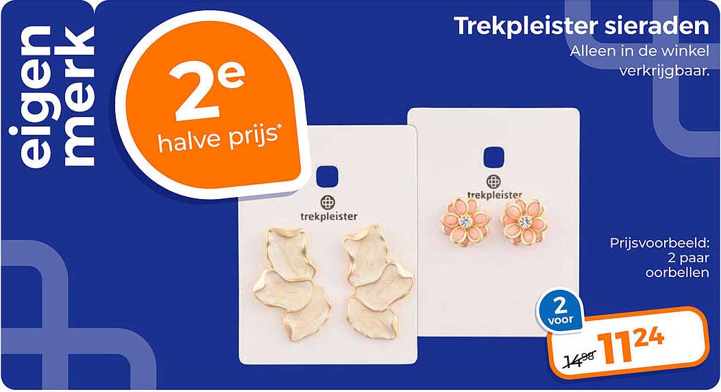 Trekpleister sieraden 2e halve prijs