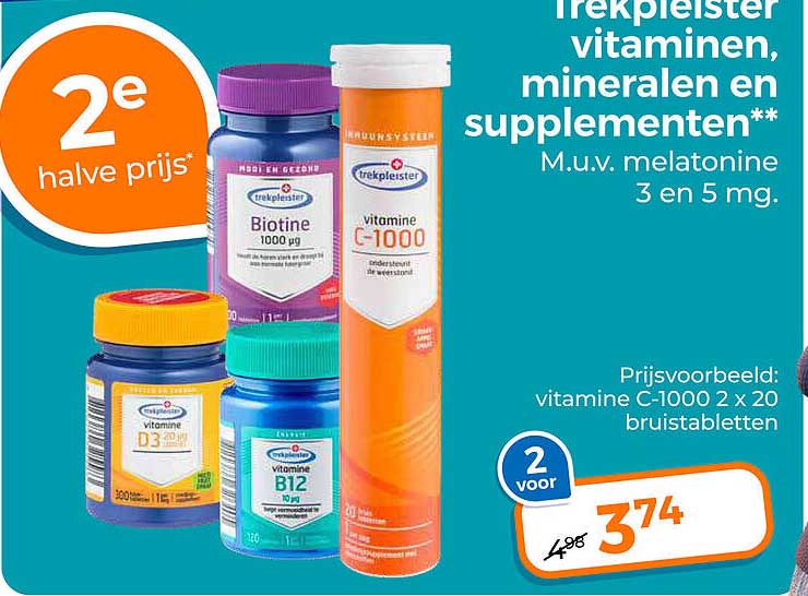Trekpleister vitaminen, mineralen en supplementen** 2e halve prijs