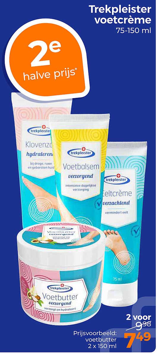 Trekpleister voetcrème 75-150 ml 2e halve prijs