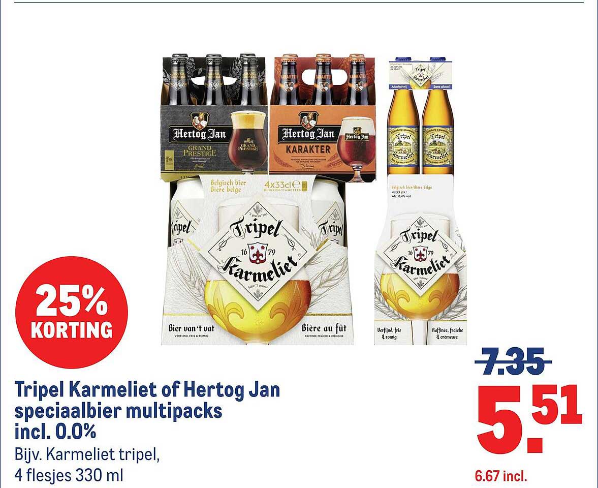 Tripel Karmeliet of Hertog Jan speciaalbier multipacks incl. 0.0%