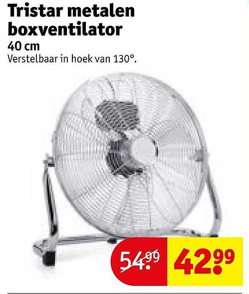 Tristar metalen boxventilator 40 cm Verstelbaar in hoek van 130°