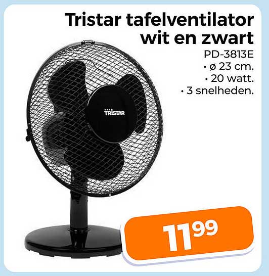 Tristar tafelventilator wit en zwart