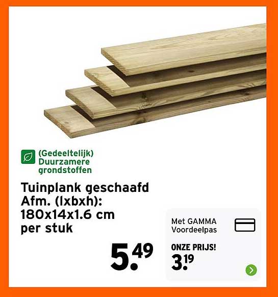 Tuinplank geschaafd Afm. (lxbxh): 180x14x1.6 cm per stuk