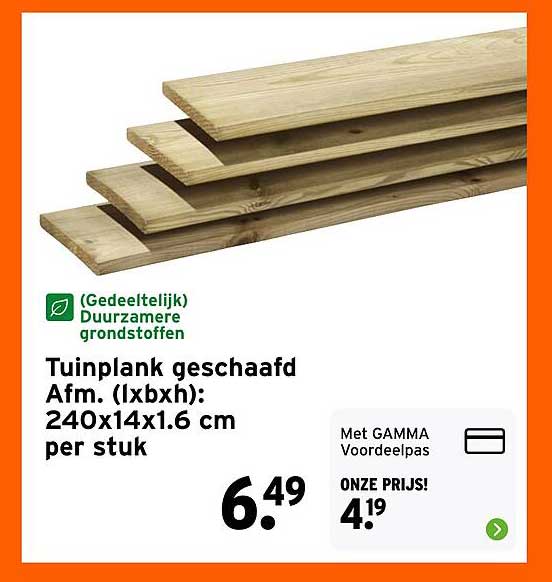 Tuinplank geschaafd Afm. (lxbxh): 240x14x1.6 cm per stuk