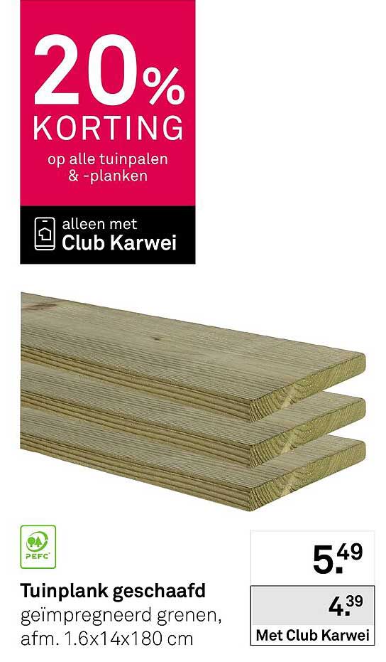 Tuinplank geschaafd geïmpregneerd grenen, afm. 1.6x14x180 cm