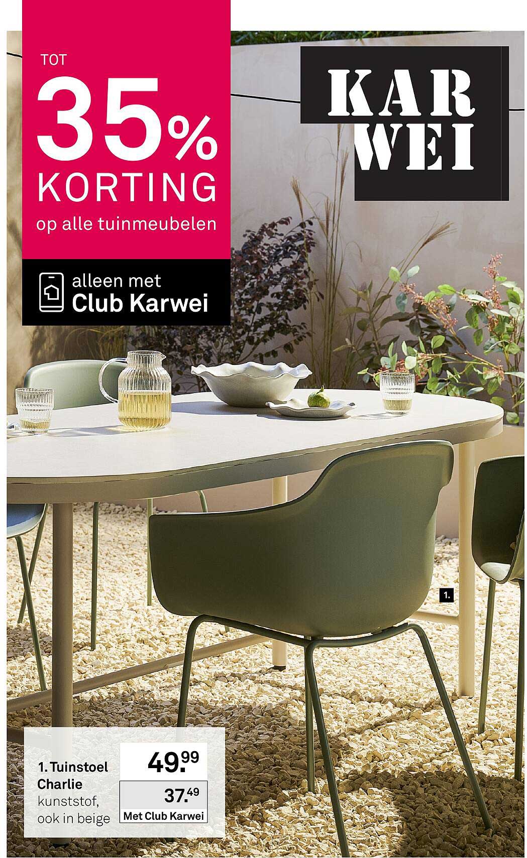 Tuinstoel Charlie kunststof, ook in beige