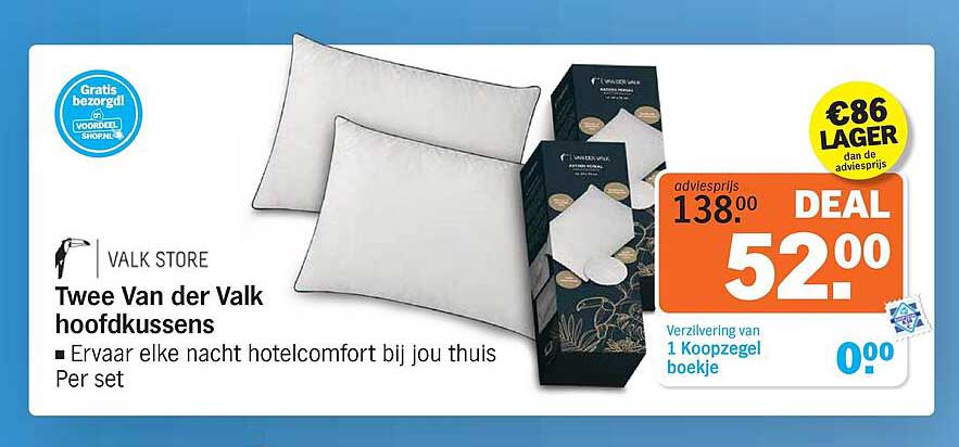 Twee Van der Valk hoofdkussens