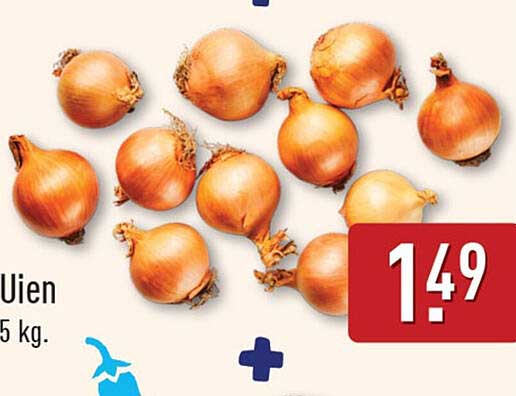 Uien 5 kg.