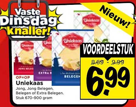 Uniekaas Jong, Jong Belegen, Belegen of Extra Belegen, Stuk 670-900 gram VOORDEELSTUK