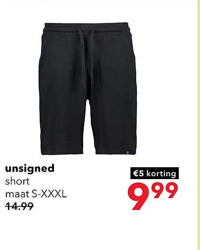 unsigned short maat S-XXXL