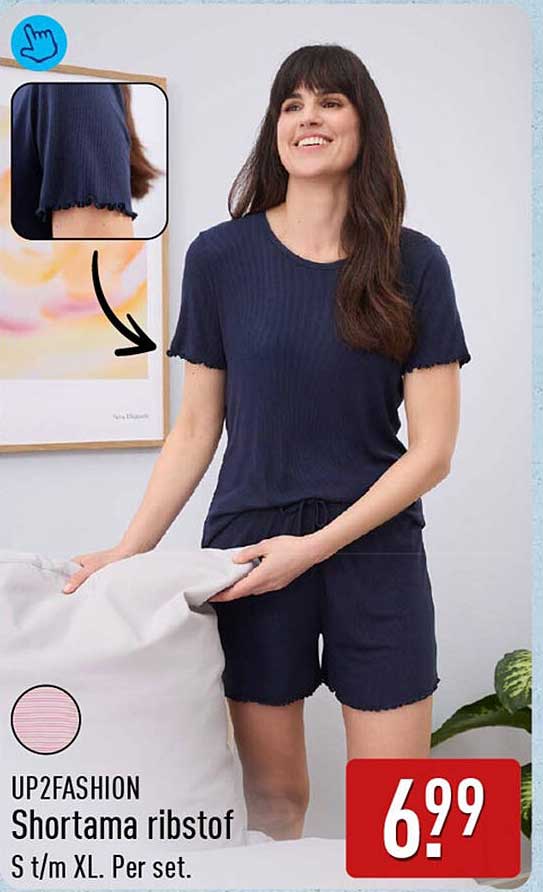 UP2FASHION Shortama ribstof S t/m XL. Per set.