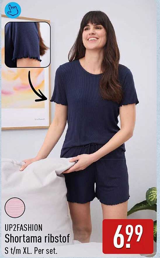 UP2FASHION Shortama ribstof S t/m XL. Per set.