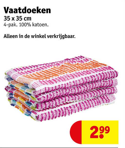 Vaatdoeken 35 x 35 cm 4-pak. 100% katoen.