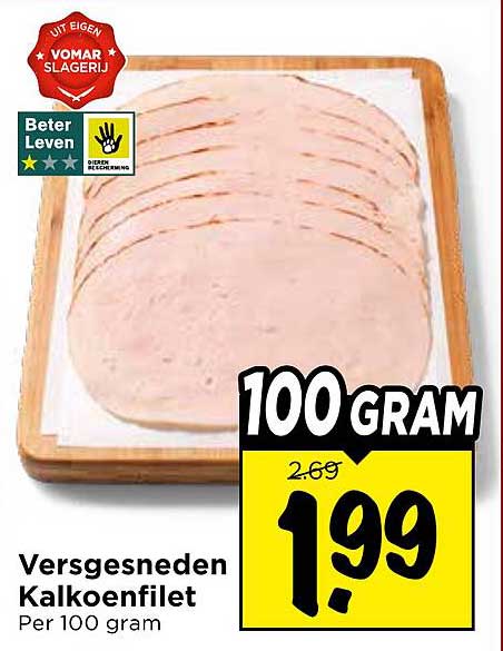 Versgesneden Kalkoenfilet Per 100 gram