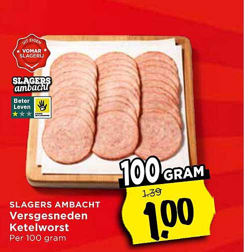 Versgesneden KeteWorst Per 100 gram