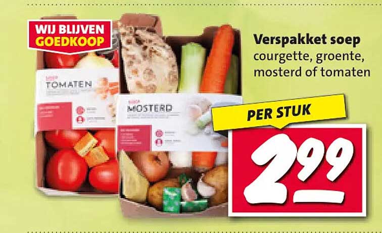 Verspakket soep courgette, groente, mosterd of tomaten PER STUK