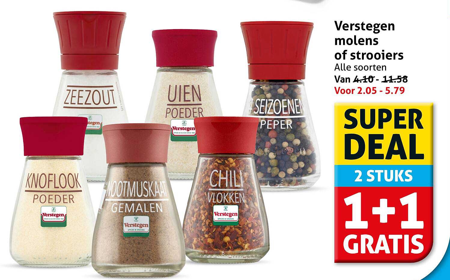 Verstegen molens of strooiers Alle soorten 1+1 gratis