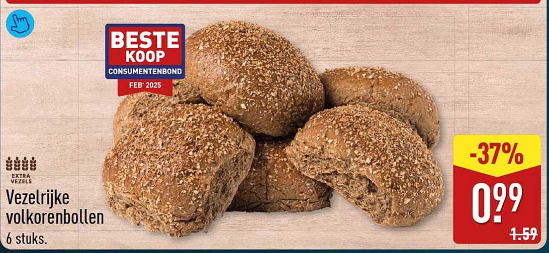 Vezelrijke volkorenbollen 6 stuks