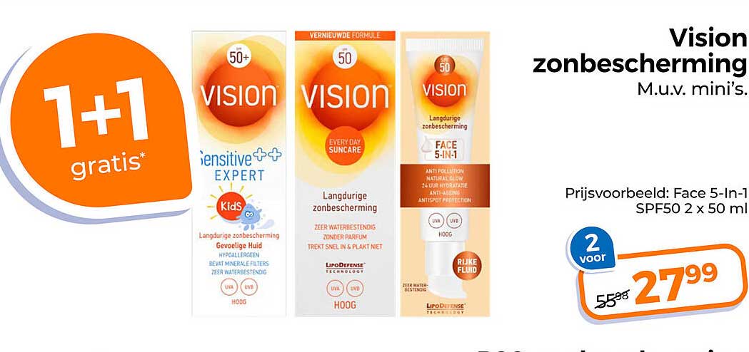 Vision zonbescherming M.u.v. mini's. 1+1 gratis