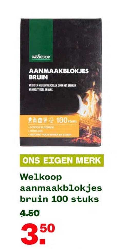 Welkoop aanmaakblokjes bruin 100 stuks