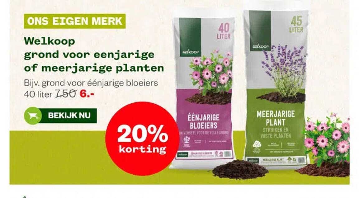 Welkoop grond voor eenjarige of meerjarige planten 20% korting