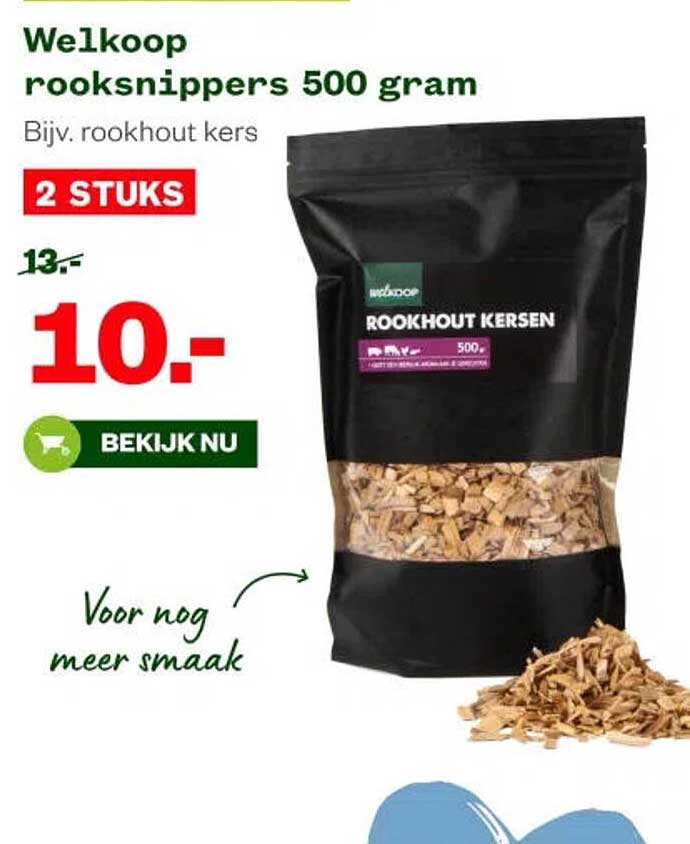 Welkoop rooksnippers 500 gram Bijv. rookhout kers 2 STUKS