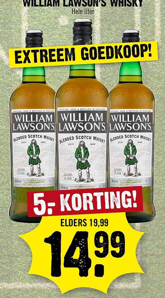 WILLIAM LAWSON'S WHISKY Hele liter EXTREEM GOEDKOOP! 5,- KORTING!