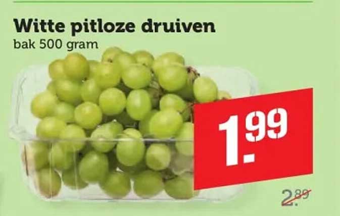 Witte pitloze druiven bak 500 gram