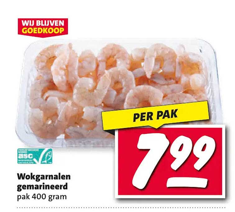 Wokgarnalen gemarineerd pak 400 gram