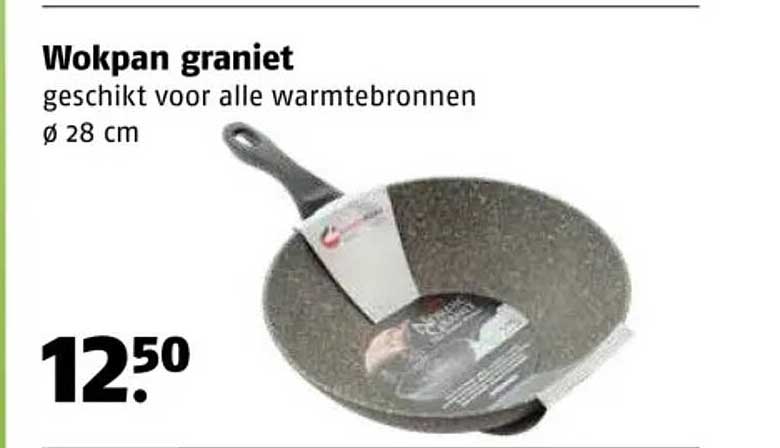 Wokpan graniet geschikt voor alle warmtebronnen ø 28 cm