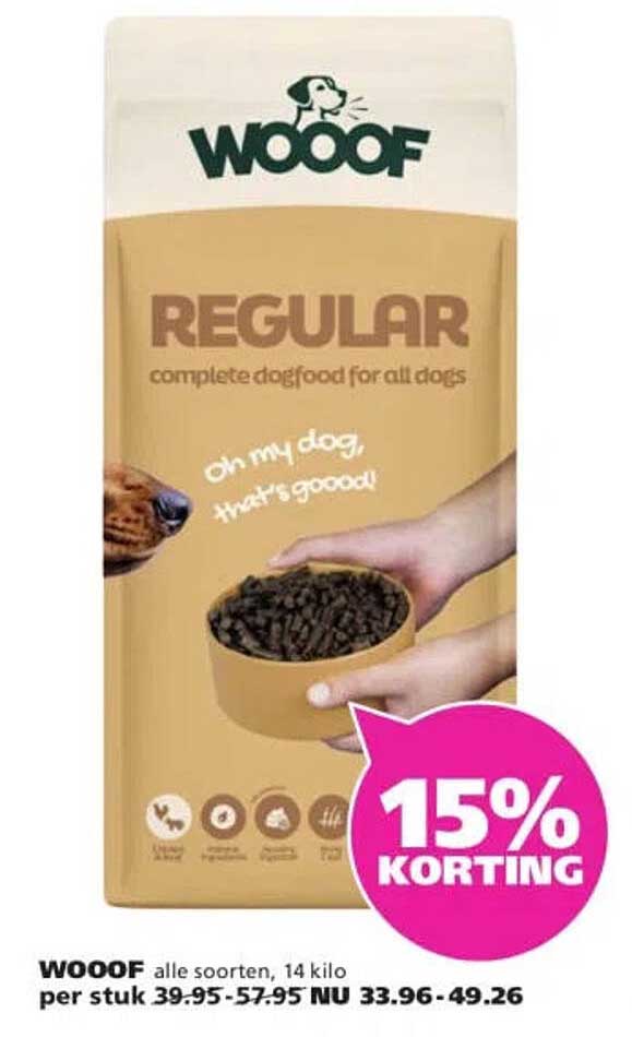 WOOOF alle soorten, 14 kilo 15% korting