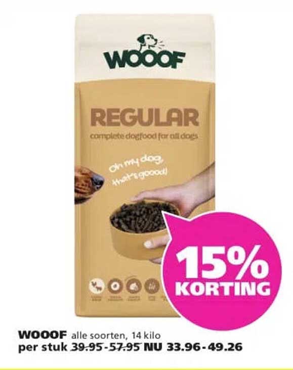 WOOOF alle soorten, 14 kilo 15% KORTING