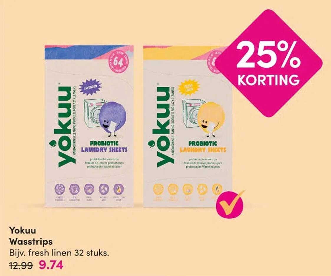Yokuu Wasstrips Bijv. fresh linen 32 stuks 25% korting