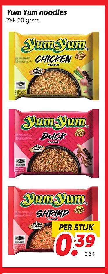 Yum Yum noodles Zak 60 gram.
