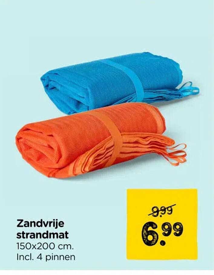 Zandvrije strandmat 150x200 cm. Incl. 4 pinnen