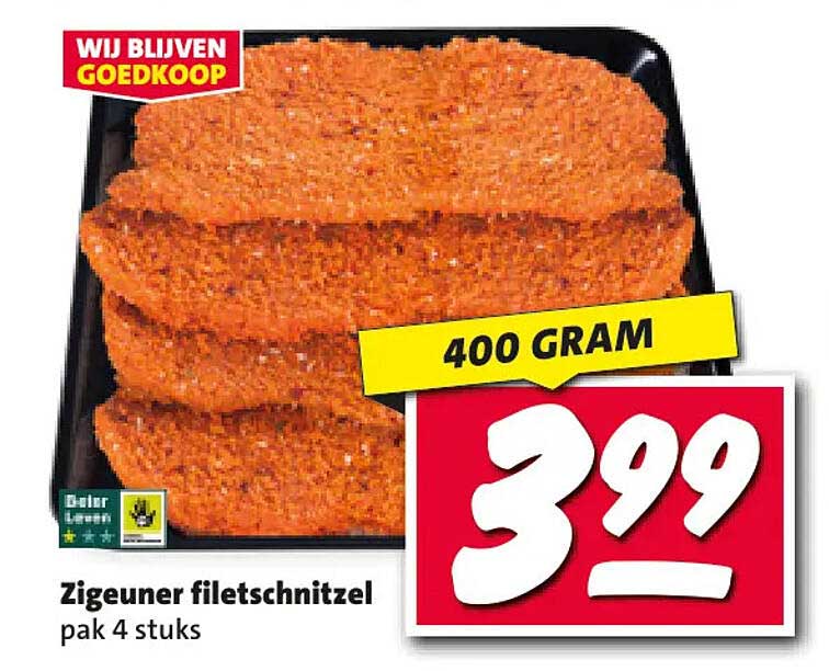 Zigeuner filetschnitzel pak 4 stuks 400 GRAM