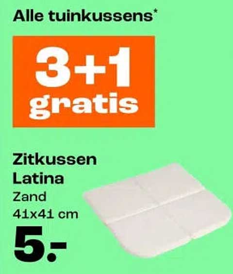 Zitkussen Latina Zand 41x41 cm 3+1 gratis