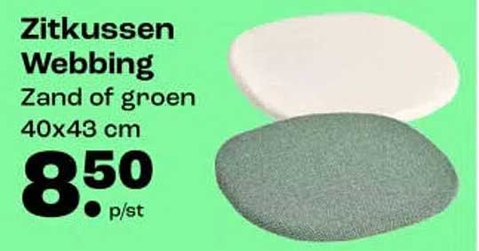 Zitkussen Webbing Zand of groen 40x43 cm