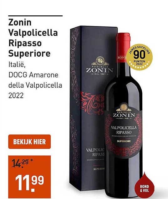 Zonin Valpolicella Ripasso Superiore Italië, DOCG Amarone della Valpolicella 2022