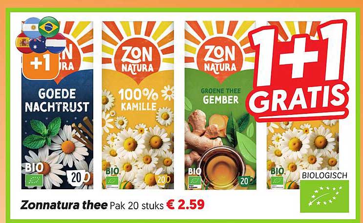 Zonnatura thee Pak 20 stuks 1+1 gratis
