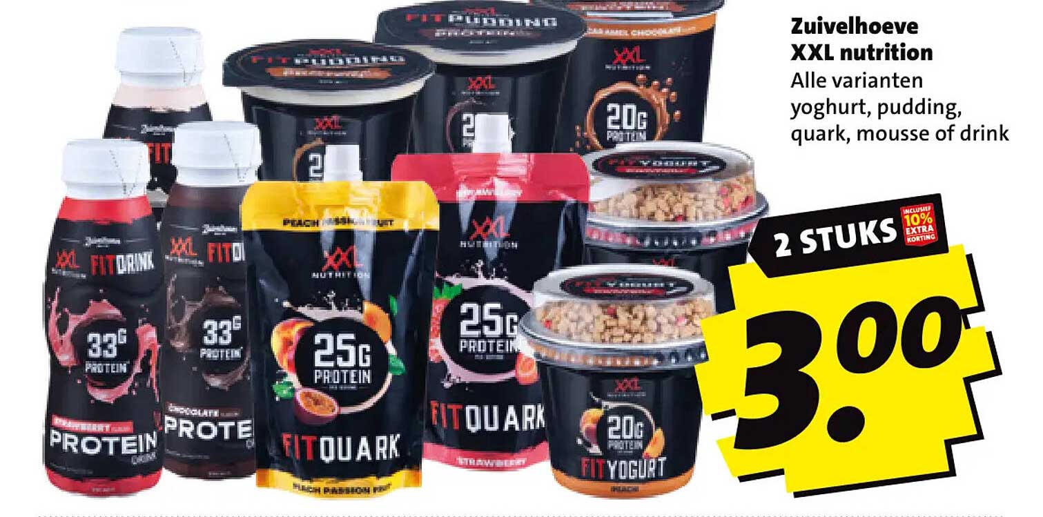 Zuivelhoeve XXL nutrition Alle varianten yoghurt, pudding, quark, mousse of drink 2 stuks