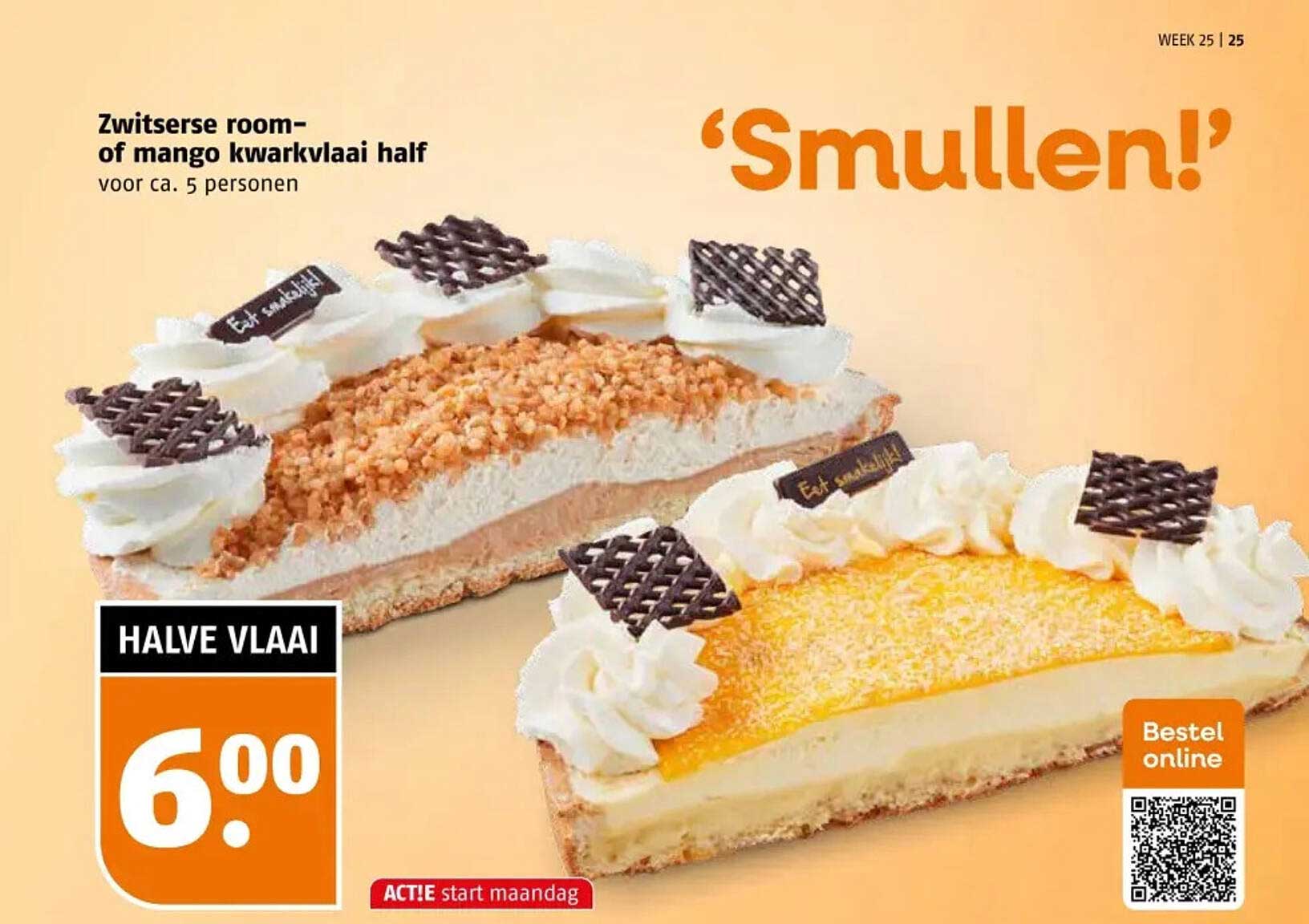 Zwitserse room- of mango kwarkvlaai half