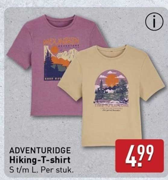 ADVENTURIDGE Hiking-T-shirt S t/m L. Per stuk.