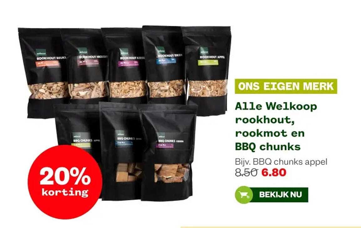 Alle Welkoop rookhout, rookmot en BBQ chunks