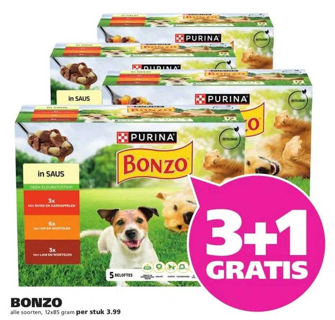 BONZO, alle soorten, 12x85 gram per stuk 3.99