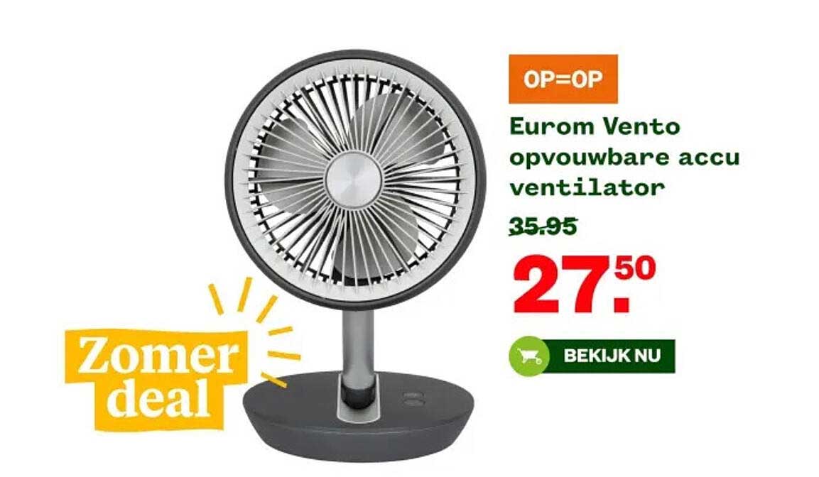 Eurom Vento opvouwbare accu ventilator