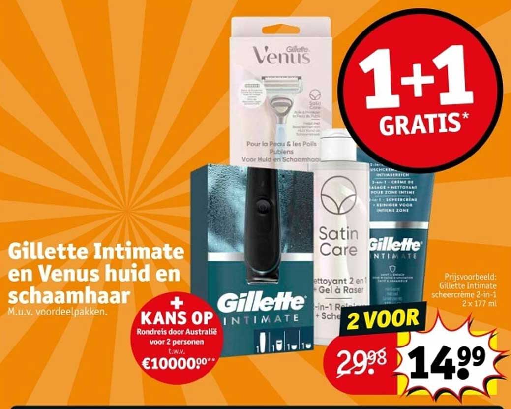 Gillette Intimate en Venus huid en schaamhaar